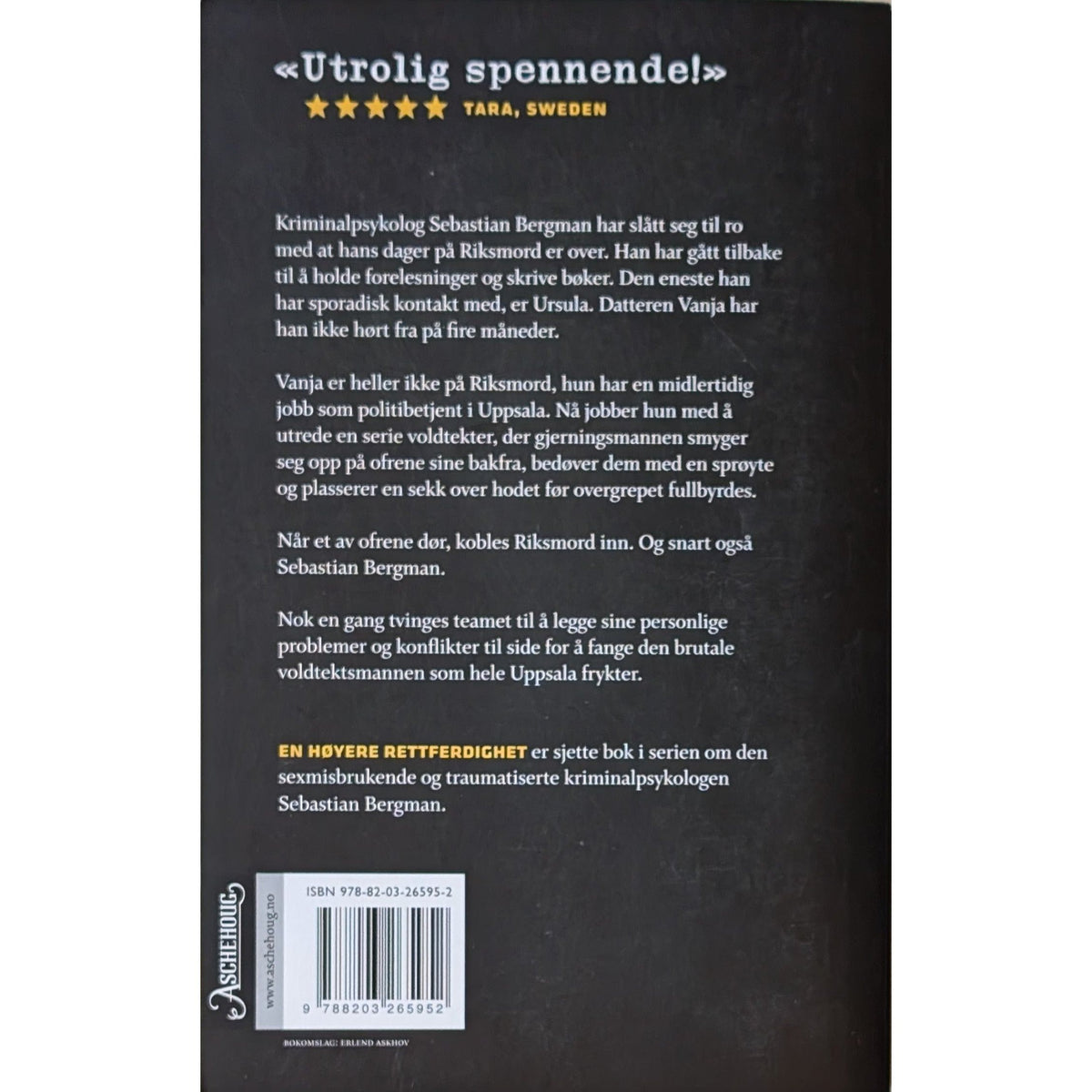 Hjort, Rosenfeldt: En høyere rettferdighet. En Sebastian Bergman-krim. Brukte bøker