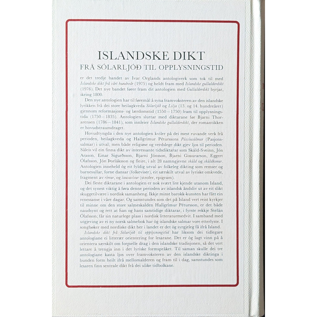 Islandske dikt. 1300 - 1835. Brukte bøker av Ivar Orgland. Inventaret bokhandel