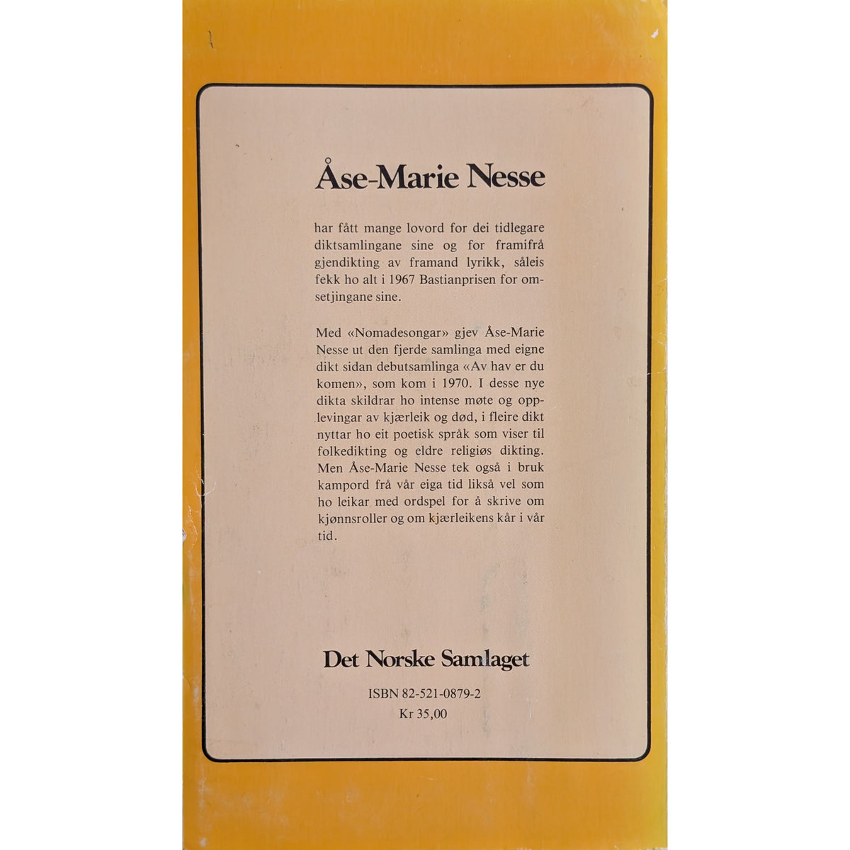 Nomadesongar. Brukt bok av Åse-Marie Nesse. Dikt hos Inventaret