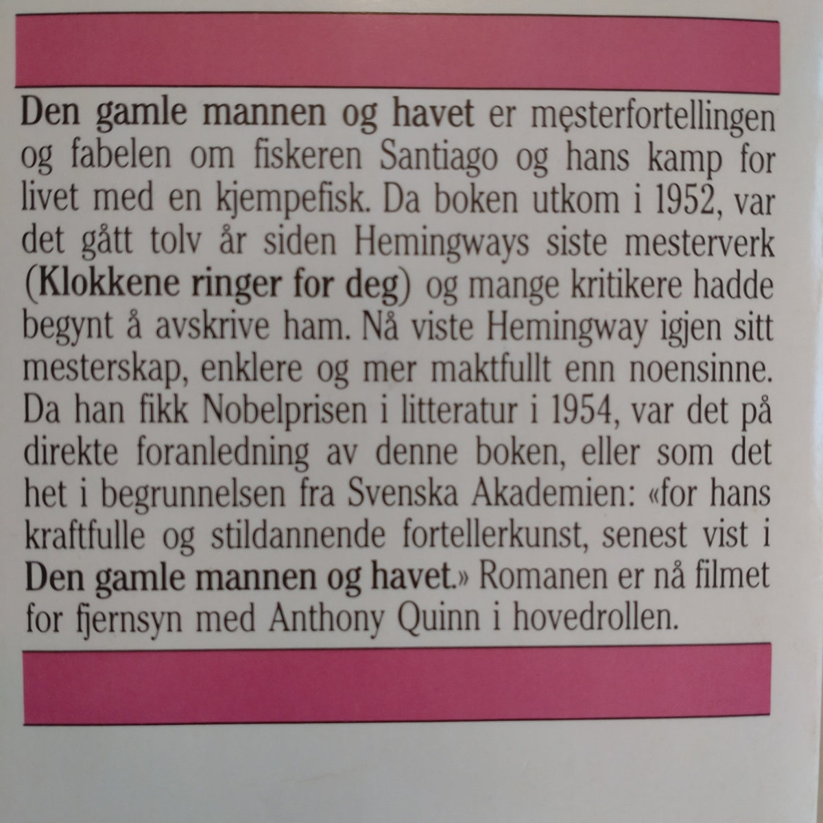 Hemingway, Ernest: Den gamle mannen og havet