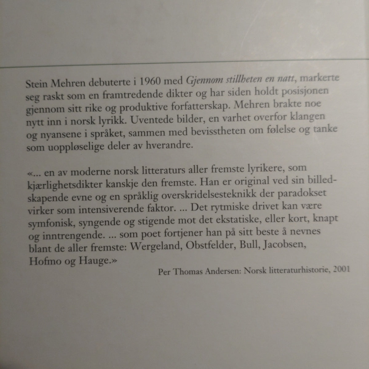 Mehren, Stein: Samlede dikt 1988 - 1994