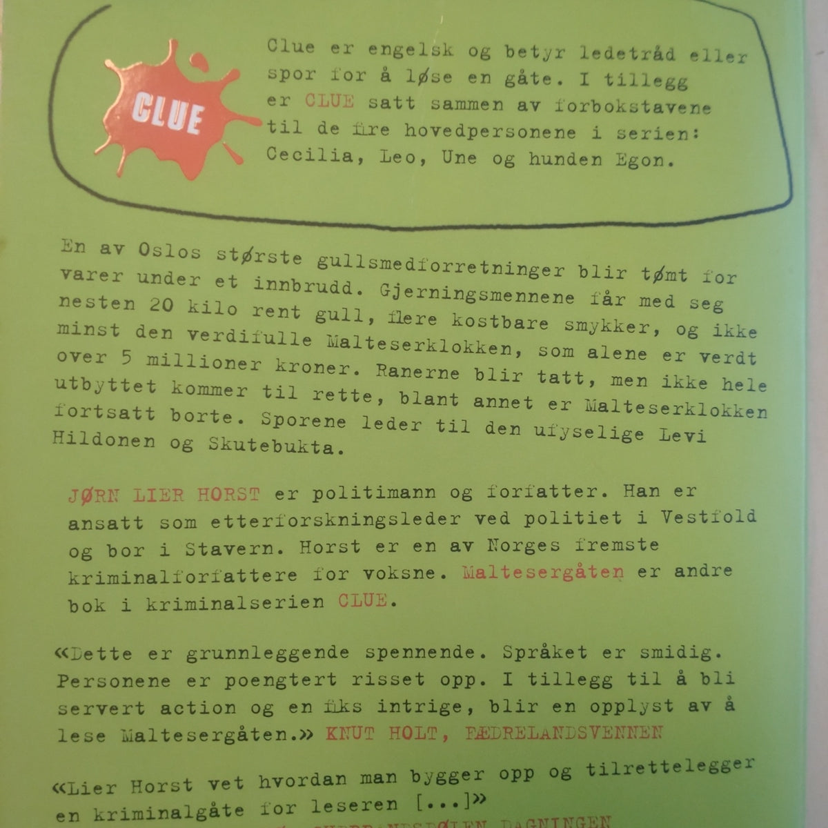 Horst, Jørn Lier: Maltesergåten - Clue-serien 2