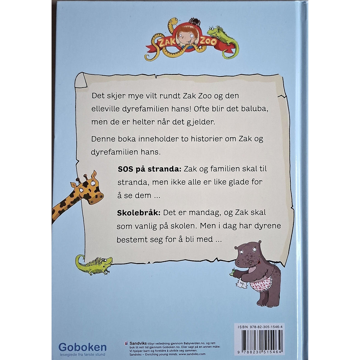Zak Zoo og hans elleville dyrefamilie, bakside