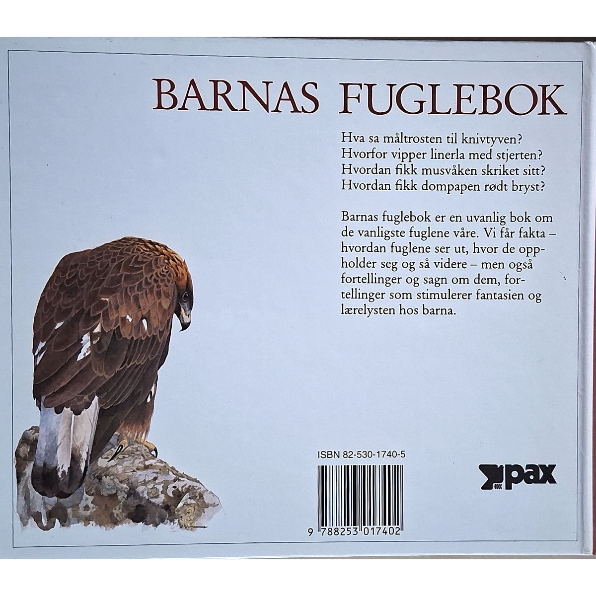 Barnas fuglebok, bakside