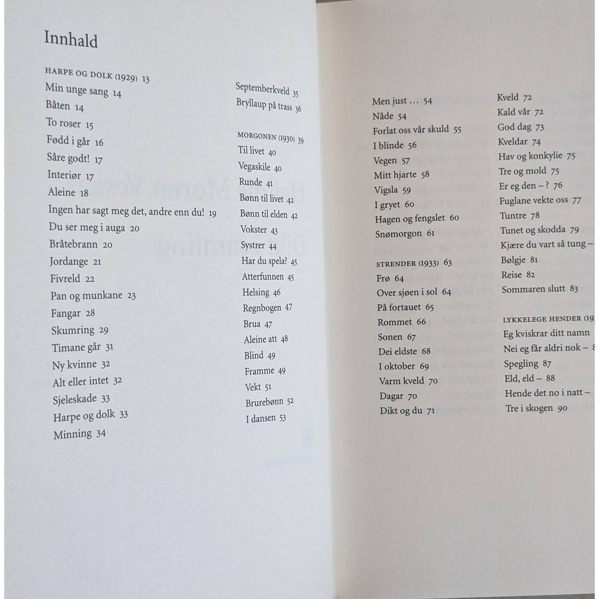 Dikt i samling av Halldis Moren Vesaas. Brukte bøker, dikt og lyrikk