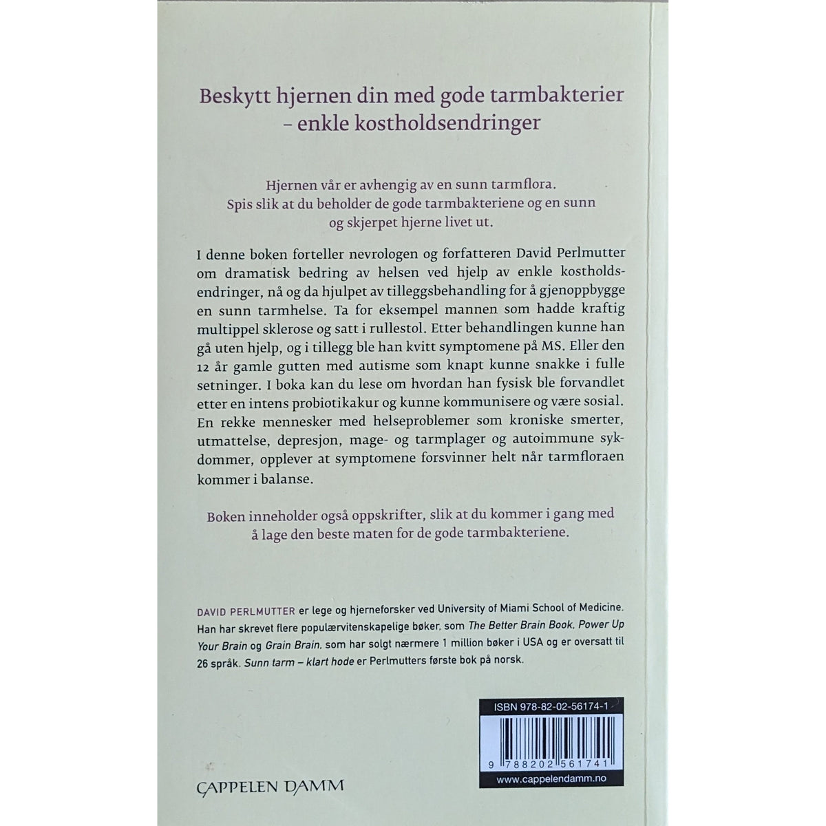 Sunn tarm klart hode, brukte bøker av David Perlmutter og Kristin Loberg