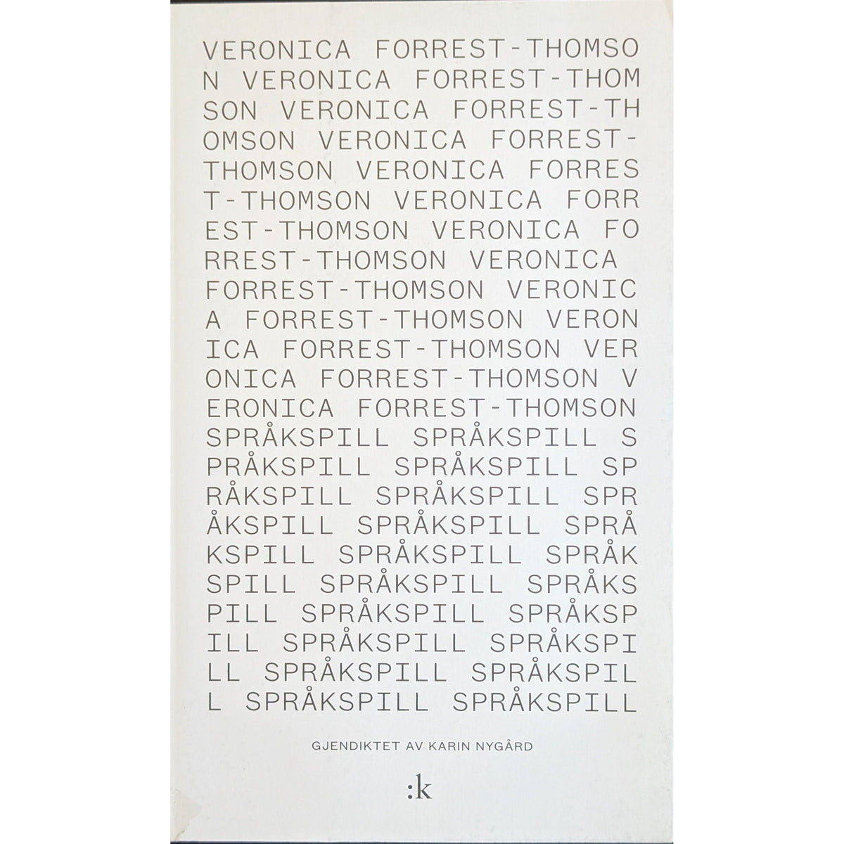Språkspill. Brukte bøker av Veronica Forrest-Thomson. Bruktbokhandel