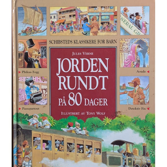 Jorden rundt på 80 dager, brukte bøker av Jules Verne. Bruktbokhandel