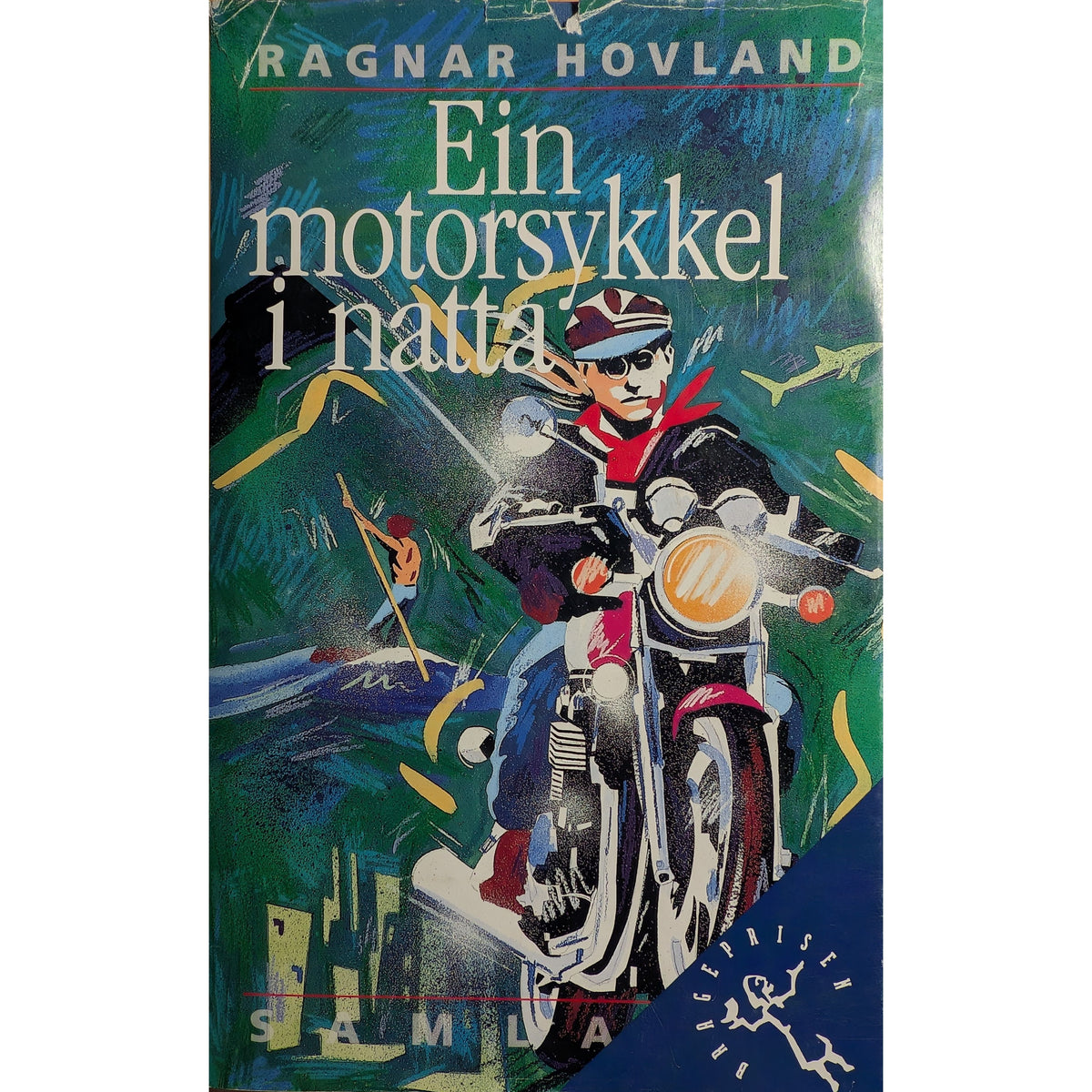 Ein motorsykkel i natta. Brukte bøker av Ragnar Hovland. Inventaret