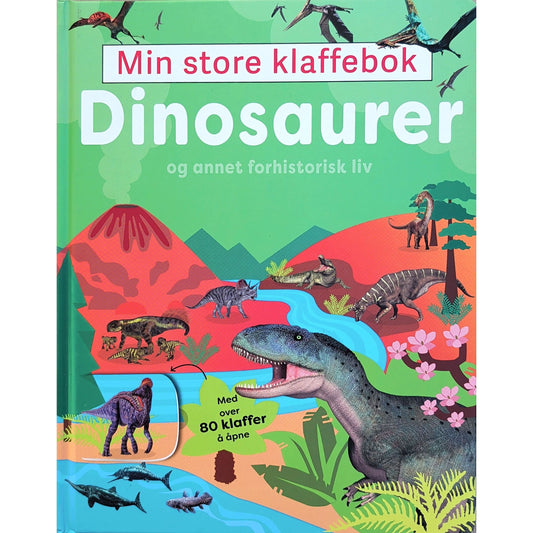 Dinosaurer og annet forhistorisk liv. Brukt klaffebok om dinosaurer