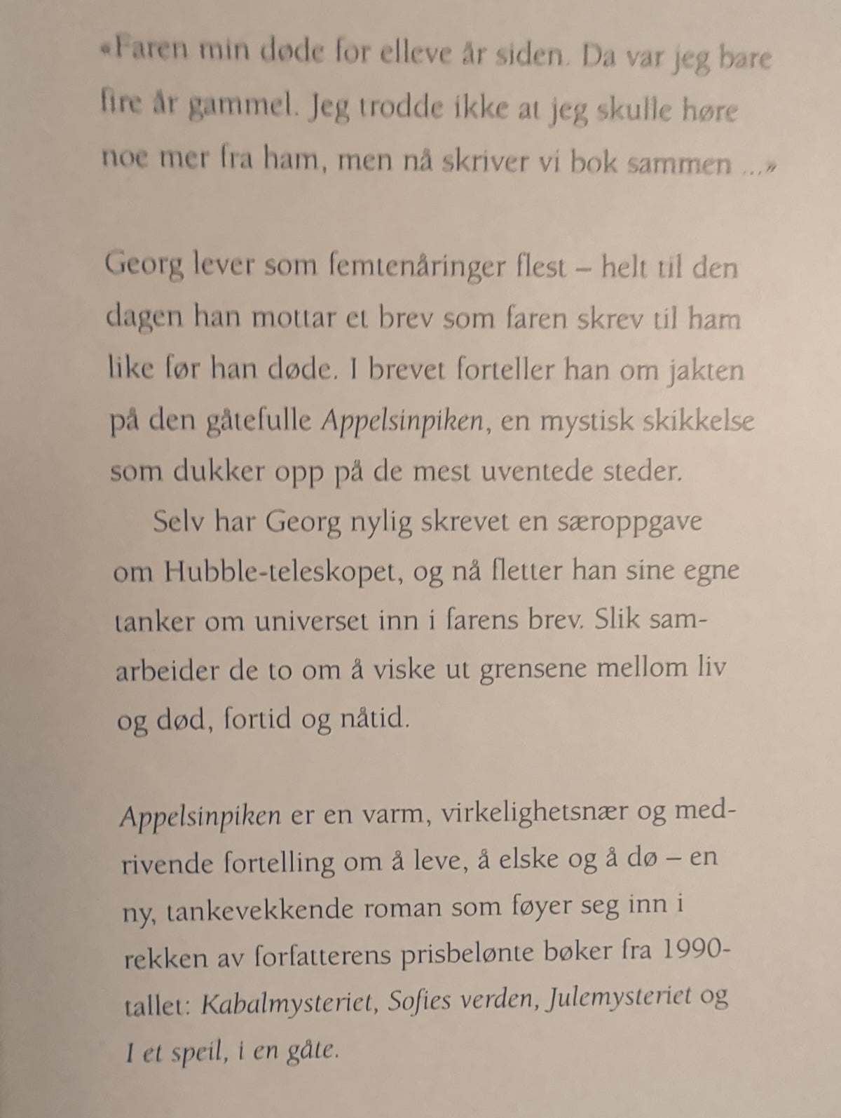 Gaarder, Jostein: Appelsinpiken