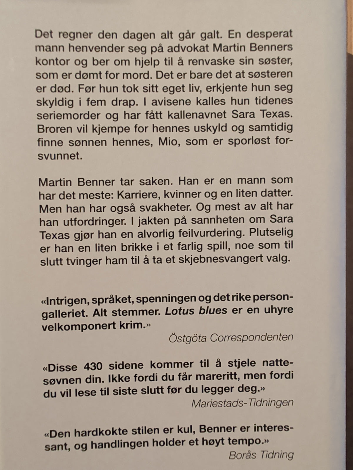 Ohlsson, Kristina: Martin Benner 1 - Lotus blues