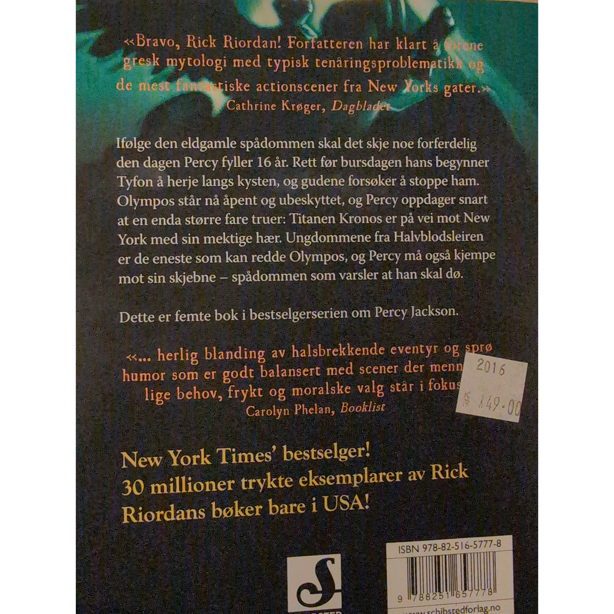 Riordan, Rick: Percy Jackson 5 - Den siste olympier