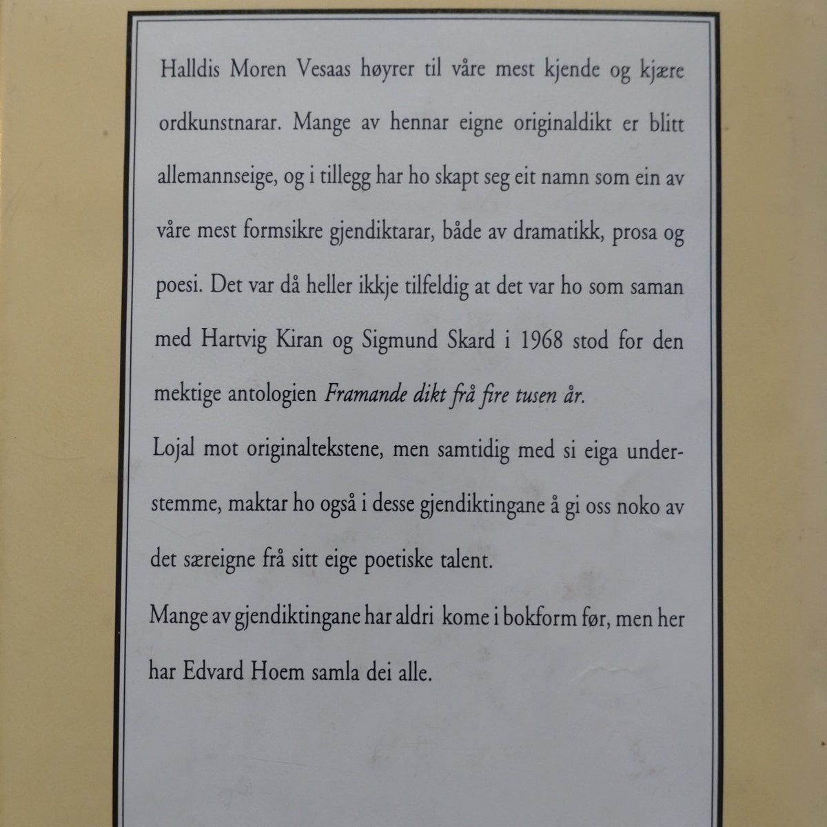 Vesaas, Halldis Moren: Dikt i omsetjing