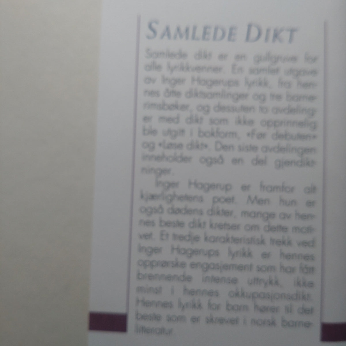 Hagerup, Inger: Samlede dikt